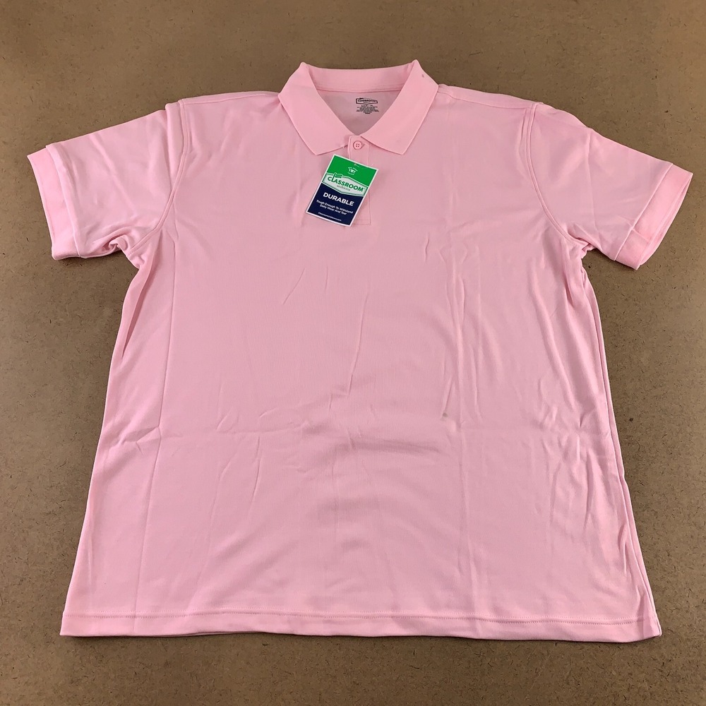 Classroom Uniforms Unisex Adult XL Pink Short Sleeve Interlock Polo NWT *Flaw